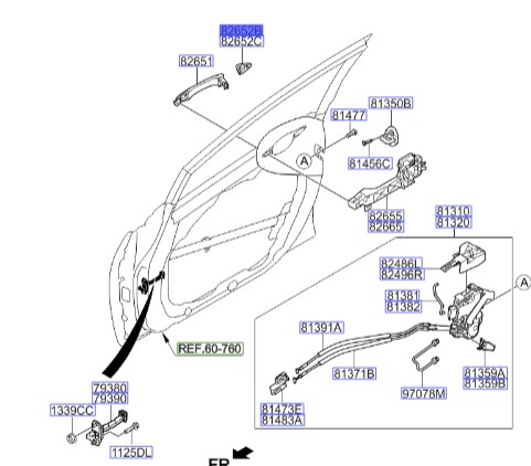 شستی دستگیره درب جلو چپ سراتو مدل 2014 | Hyundai/KIA Genuine Parts – MOBIS | 82652A7020