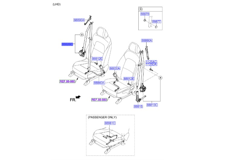 کمربند جلو سمت راست اسپورتیج مدل 2016 | Hyundai/KIA Genuine Parts – MOBIS | اسپورتیج 2016 توربو