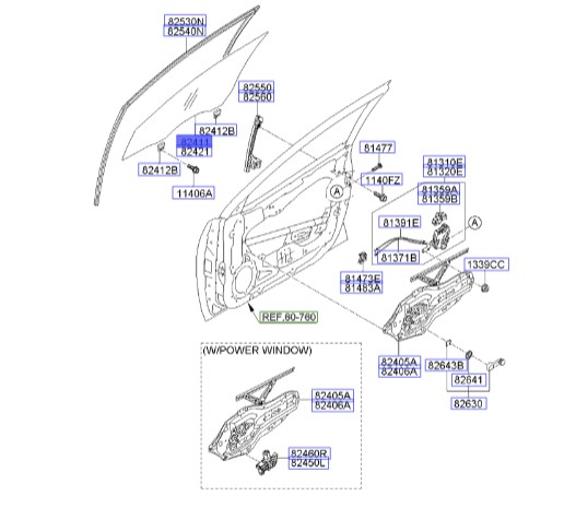 شیشه در جلو چپ | Hyundai/KIA Genuine Parts – Mobis | سراتو مدل 2010 - 824111M000