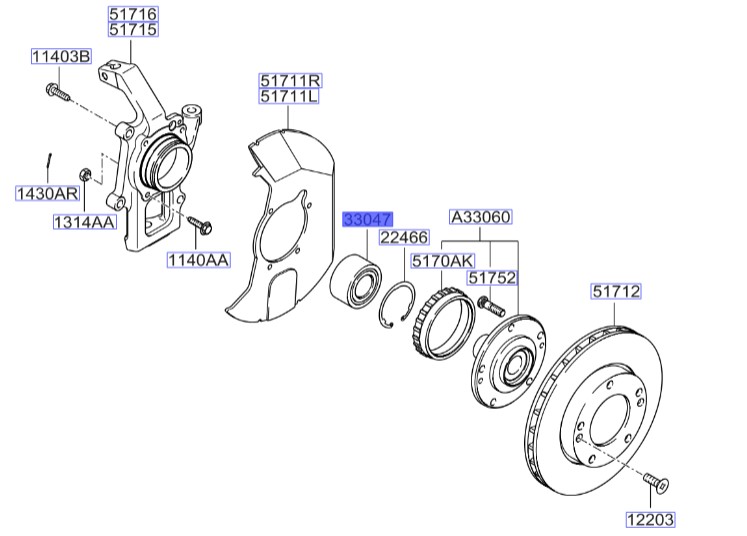 بلبرینگ چرخ جلو سورنتو   Hyundai/KIA Genuine Parts – MOBIS   503103E102 