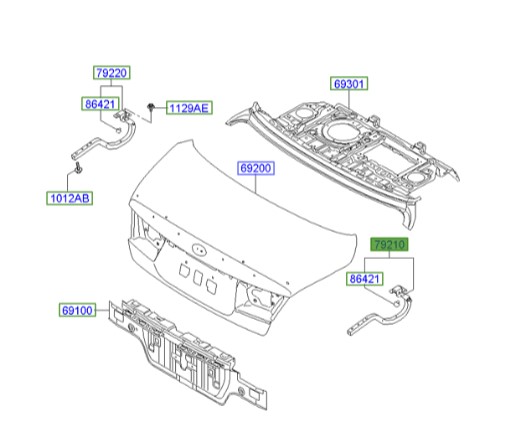 لولا درب صندوق چپ هیوندای آزرا  Hyundai/KIA Genuine Parts – MOBIS   792103L000
