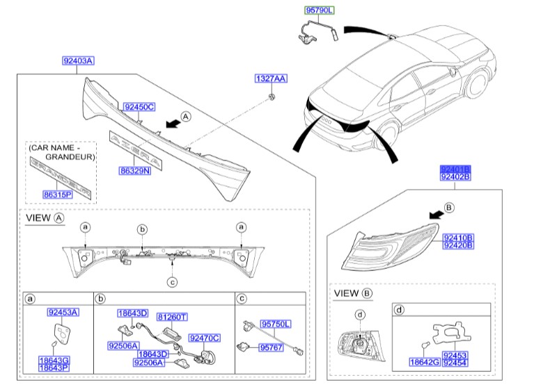 چراغ خطر عقب گلگیر چپ گرنجورآزرا  Hyundai/KIA Genuine Parts – MOBIS  924033V010 