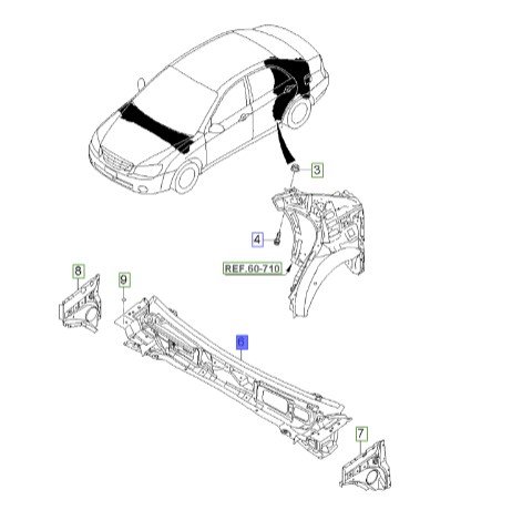 پلیت زیر برف پاک کن سراتو 2008 | Hyundai/KIA Genuine Parts | سراتو LD مدل 2007 تا 2009  667012F011