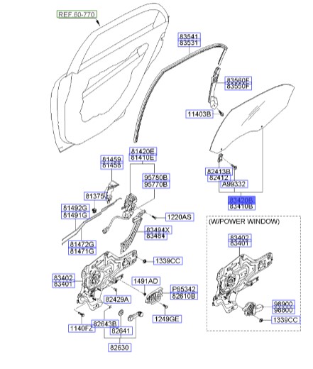 شیشه در عقب راست سراتو 2007 | Hyundai/KIA Genuine Parts | سراتو LD مدل 2007 تا 2009  834202F011