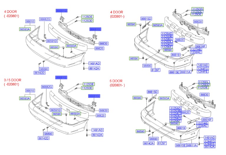 زه سپر عقب چپ کامل جنسیس Hyundai/KIA Genuine Parts – MOBIS   866813M500