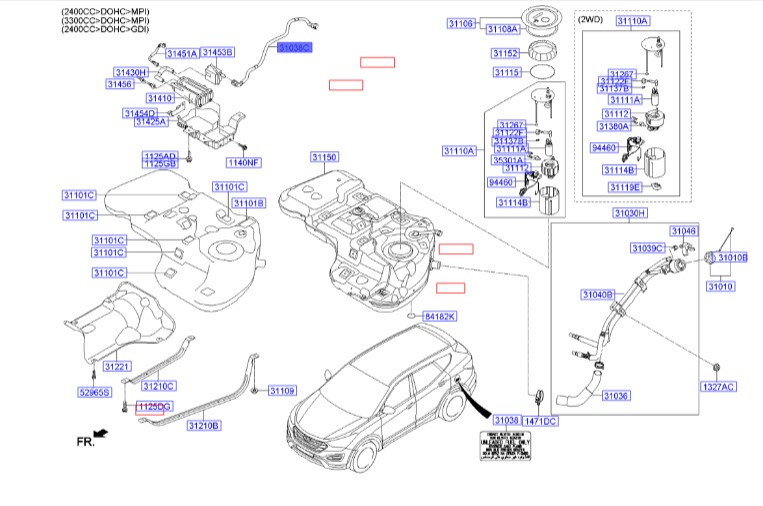 شلنگ سوخت سانتافه  Hyundai/KIA Genuine Parts – MOBIS  310382W000