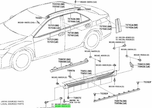 رکاب راست تویوتا کمری و آریون Genuine Parts | 7585106906