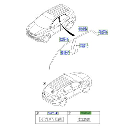 آرم IX35 عقب | لوگوی IX35 | نوشته IX35 روی درب صندوق | Hyundai/KIA Genuine Parts – MOBIS | Hyundai ix35 مدل 2010 تا 2013 | 863102S010