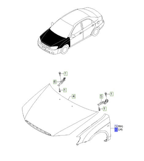 گلگیر جلو چپ سراتو LD | 663112F030 | Hyundai/KIA Genuine Parts – MOBIS