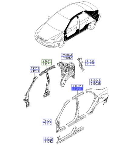 کلاف بیرونی ستون وسط چپ سراتو LD |پنل بیرونی ستون وسط| Hyundai/KIA Genuine Parts – MOBIS 714012FB40