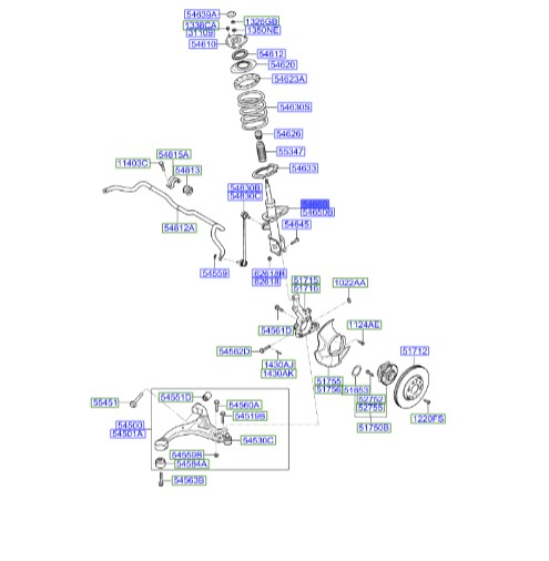 کمک فنر جلو راست هیوندای Hyundai/KIA Genuine Parts – MOBIS   IX55  546603J100