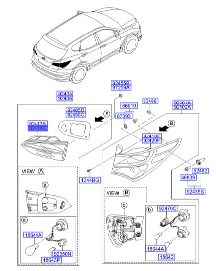 چراغ خطر عقب نیمه روی صندوق راست هیوندای سانتافه   Hyundai/KIA Genuine Parts – MOBIS    924602W035