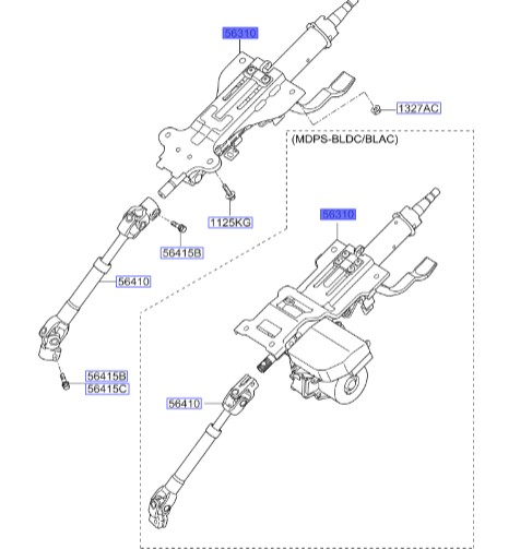 تلسکوپی فرمان سراتو | Hyundai/KIA Genuine Parts | سراتو TD مدل 2010 سایپایی و وارداتی  563101M800AS1