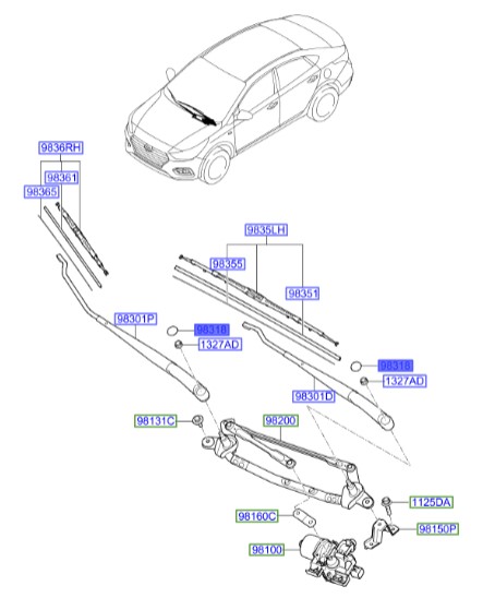 درپوش پلاستیکی پایه تیغه برف پاک کن سوناتا هیبرید Hyundai/KIA Genuine Parts – MOBIS    983902T000