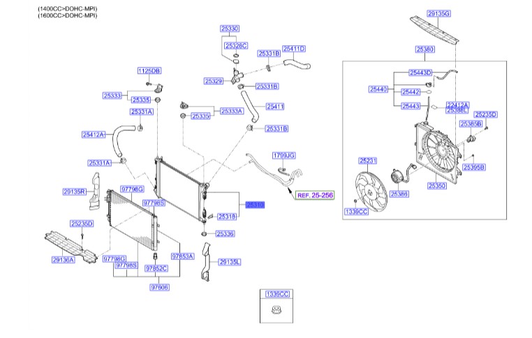 رادیاتور آب اکسنت  Hyundai/KIA Genuine Parts – MOBIS  253101R050 