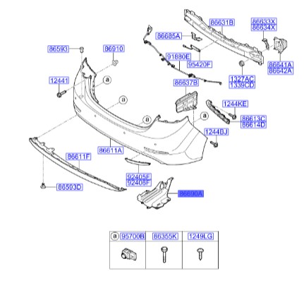 شل گیر زیر فلاپ سپر عقب النترا  Hyundai/KIA Genuine Parts – MOBIS   866903X700