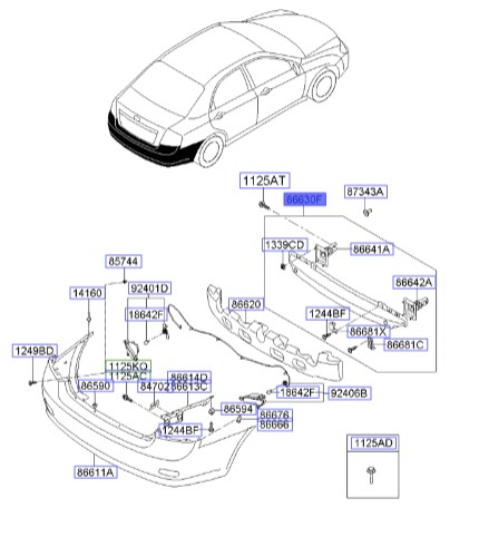 دیاق سپر عقب سراتو 2008 | Hyundai/KIA Genuine Parts | سراتو LD مدل 2007 تا 2009 866302F510 