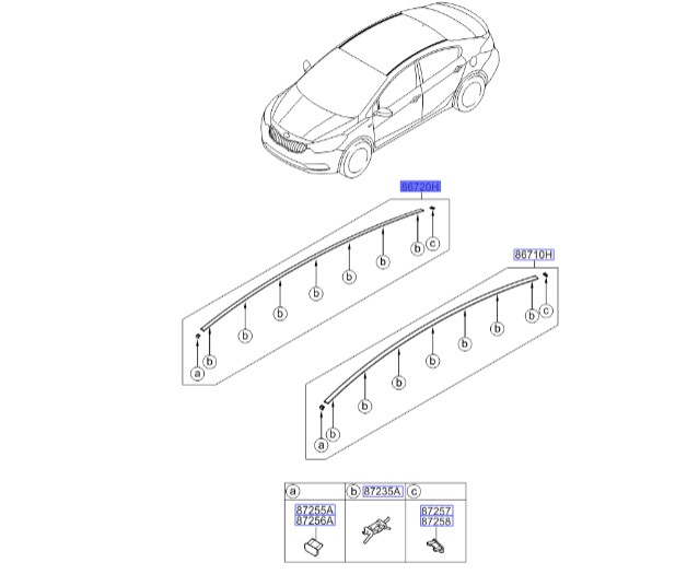 کاور  باربند عقب راست سراتو 2014 | Hyundai/KIA Genuine Parts | سراتو YD مدل 2014 تا 2018  87240A7000