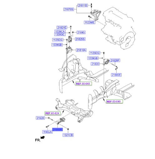 دسته موتور اکسنت  Hyundai/KIA Genuine Parts – MOBIS    219501R000 
