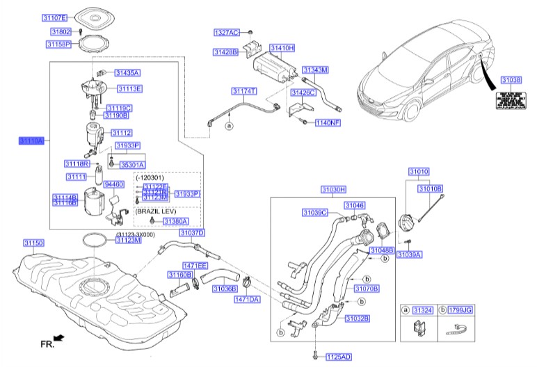 پمپ بنزین کامل النترا   Hyundai/KIA Genuine Parts – MOBIS   311103X210