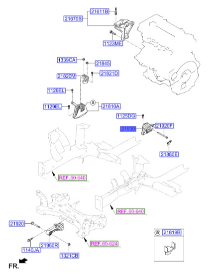 دسته موتور چپ النترا  Hyundai/KIA Genuine Parts – MOBIS  21830F2000 