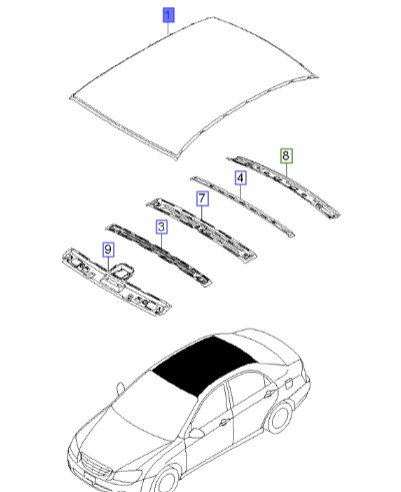 پوسته سقف سراتو 2007 | Hyundai/KIA Genuine Parts – MOBIS | سراتو LD مدل 2007 تا 2009  671112F050