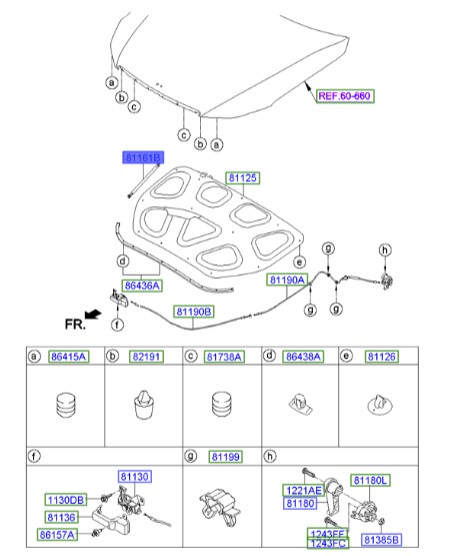 جک کاپوت هیوندای جنسیس Hyundai/KIA Genuine Parts – MOBIS  811613M000