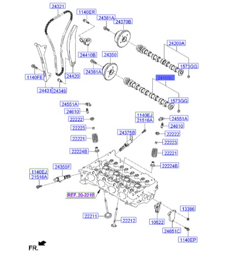 میل سوپاپ النترا  Hyundai/KIA Genuine Parts – MOBIS 241002E100