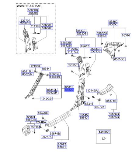 قاب داخلی ستون جلو سراتو 2008 | Hyundai/KIA Genuine Parts | سراتو مدل2007 تا 2009  858202F200NM