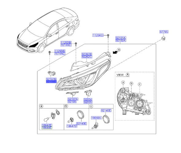 براکت نگهدارنده چراغ جلو سمت راست هیوندای سوناتا  Hyundai/KIA Genuine Parts – MOBIS 92143c1000