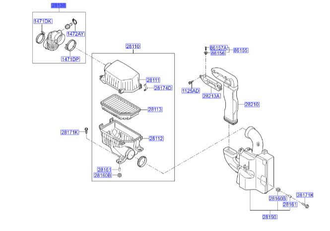 خرطومی هواکش اکسنت  Hyundai/KIA Genuine Parts – MOBIS   281381R010 