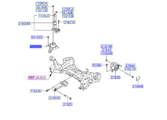 دسته موتور راست گرنجور آزرا  Hyundai/KIA Genuine Parts – MOBIS  218103V250 