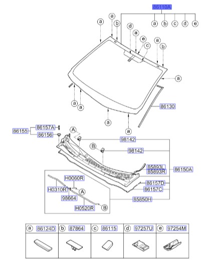 شیشه جلو سراتو کوپه | Hyundai/KIA Genuine Parts |  2010 تا 2013 - 861101M270