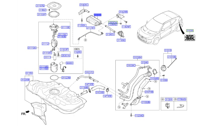 کنیستر بنزین ولستر  Hyundai/KIA Genuine Parts – MOBIS  314102V000