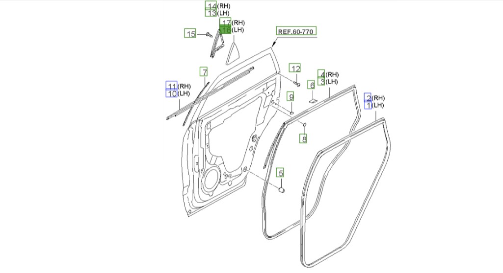 پوشش مثلثی درب عقب اسپورتیج 2008 | Hyundai/KIA Genuine Parts | اسپورتیج KM مدل 2008 تا 2010