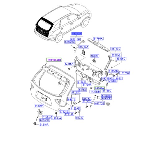 قاب کناری درب پشت هیوندای Hyundai/KIA Genuine Parts – MOBIS  IX55  817303J010