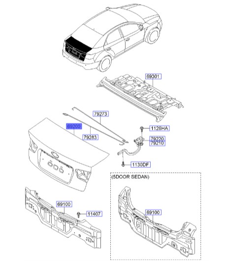 درب صندوق عقب سراتو کوپه 2010 | Hyundai/KIA Genuine Parts | سراتو کوپه TD مدل 2010 تا 2013   692001M210