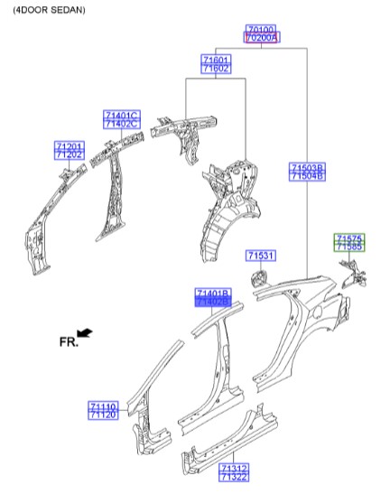 ستون وسط راست النترا  Hyundai/KIA Genuine Parts – MOBIS   714023XB51 