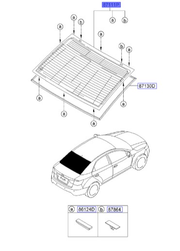 شیشه عقب ساده سراتو کوپه | Hyundai/KIA Genuine Parts | سراتو کوپه TD مدل 2010 تا 2013  871101M200