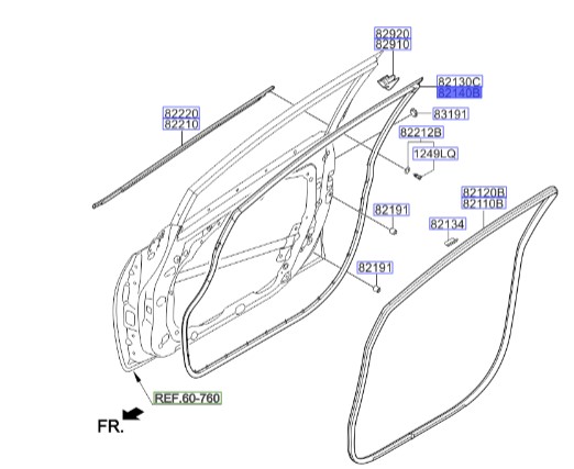 نوار دور درب جلو راست سراتو 2014 | Hyundai/KIA Genuine Parts | سراتو YD 82140A7000
