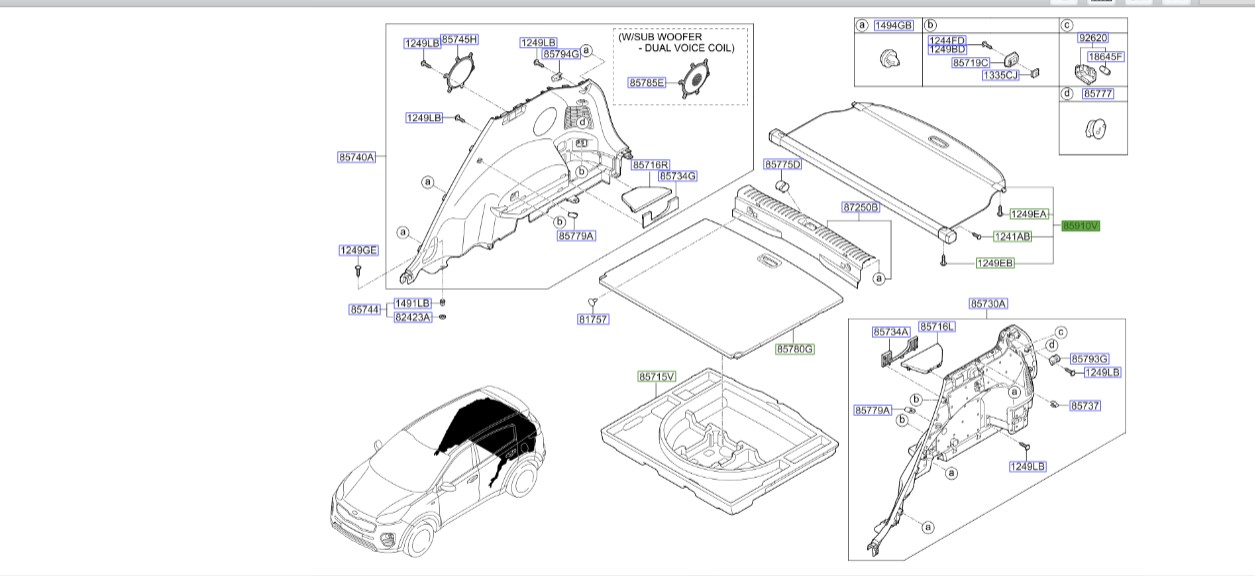 پرده نگهدارنده بار اسپورتیج | Hyundai/KIA Genuine Parts | اسپورتیج QL مدل 2016 تا 2021
