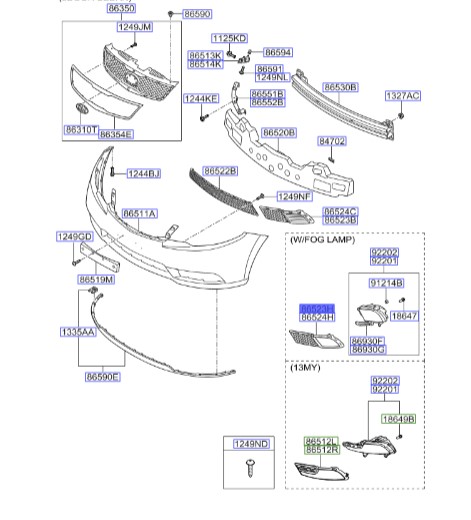 قاب مه شکن کیا سراتو 2010 | Hyundai/KIA Genuine Parts | سراتو مدل 2010 سایپایی و وارداتی  865631M010