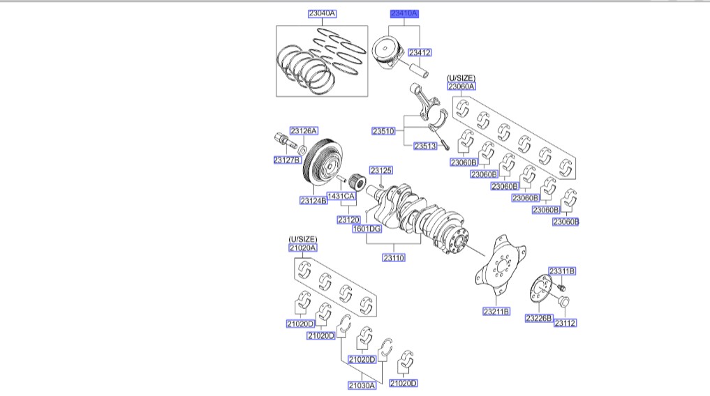 STD-A پیستون استاندارد | Hyundai/KIA Genuine Parts – Mobis | اسپورتیج KM مدل 2008 تا 2010