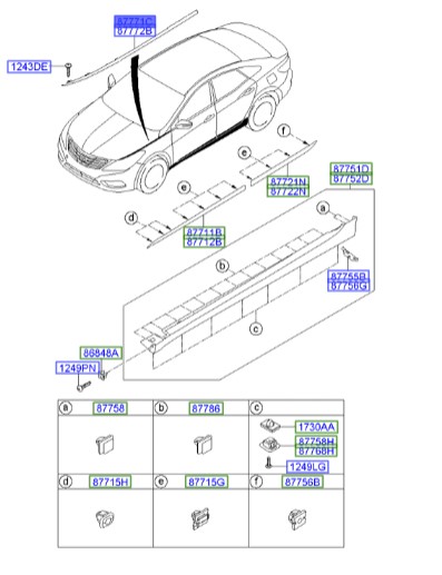 زه روی گلگیر چپ آزرا Hyundai/KIA Genuine Parts – MOBIS  877713V000 