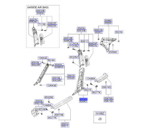 قاب ستون وسط پایین راست سراتو 2007 | 858452F000NZ | Hyundai/KIA Genuine Parts – MOBIS
