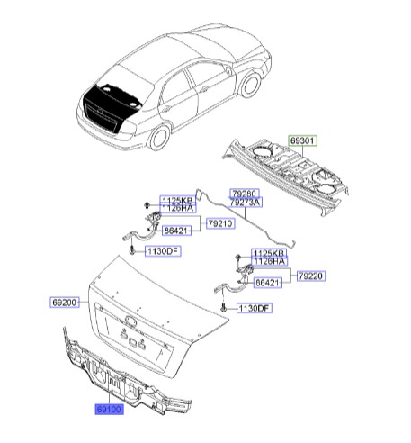 سینی صندوق عقب سراتو 2007 | Hyundai/KIA Genuine Parts | سراتو LD مدل 2007 تا 2009  691002F510 