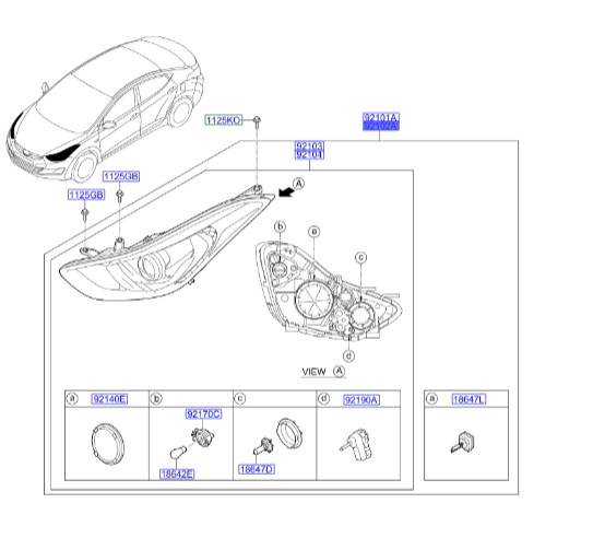 بلوری راست النترا Hyundai/KIA Genuine Parts – MOBIS  921023X200 