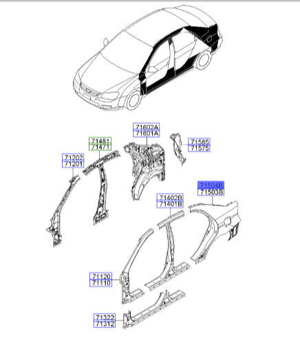 گلگیر عقب راست سراتو LD | 715042FC40 | Hyundai/KIA Genuine Parts – MOBIS