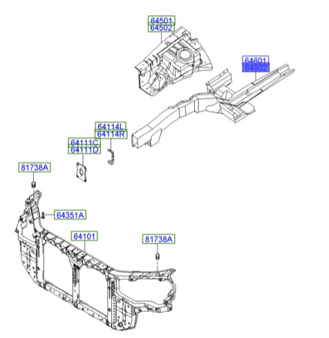 سر شاسی جلو راست هیوندای سوناتا  Hyundai/KIA Genuine Parts – MOBIS    646023K101