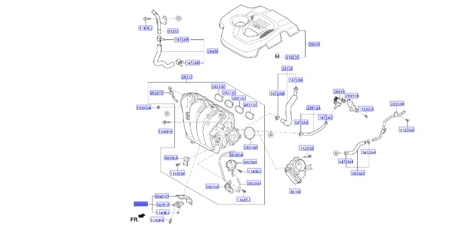 بست پایه منیفولد توسان 2016 | 284202E100 | Hyundai Genuine Parts
